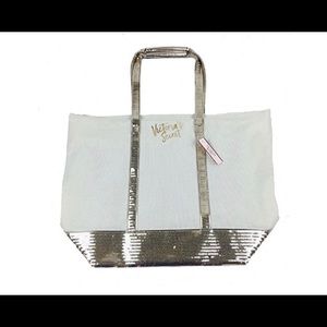 Victoria's Secret Gold Sequin Sparkle Tan Tote